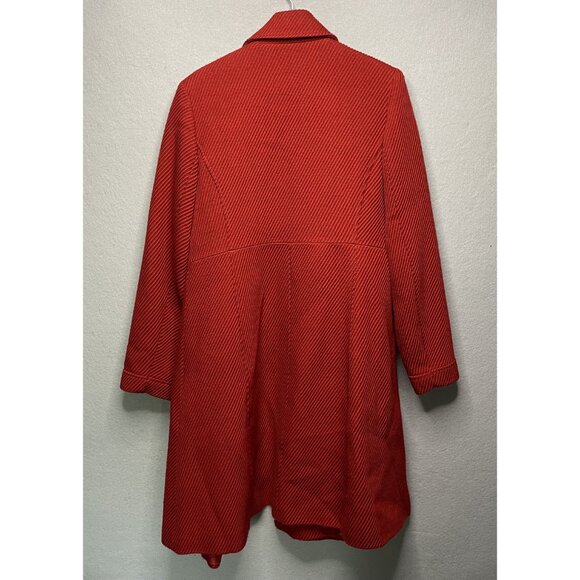 Vintage Via Red Double-Breasted Wool Blend Coat Size 12 - Picture 7 of 10